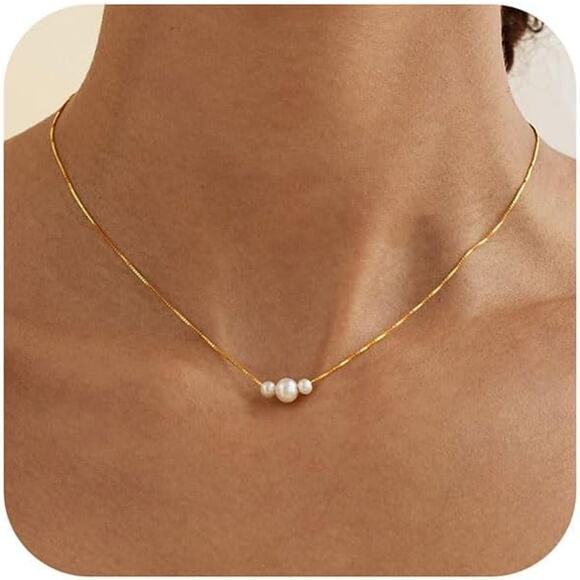 Unbranded Jewelry - 14K  Gold Pearl Necklaces for Women Trendy